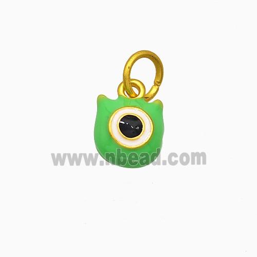 Monster Charms Copper Pendant Eye Green Enamel Gold Plated