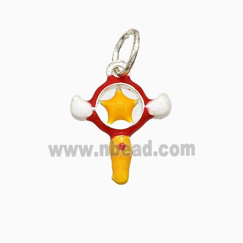 Magic Wand Charms Copper Pendant Multicolor Enamel Platinum Plated
