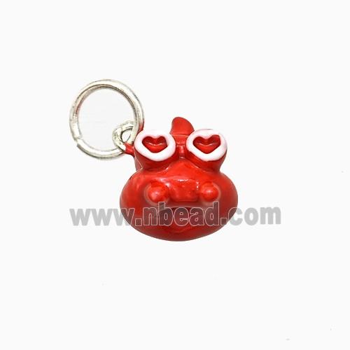 Copper Animal Pendant Red Enamel Platinum Plated