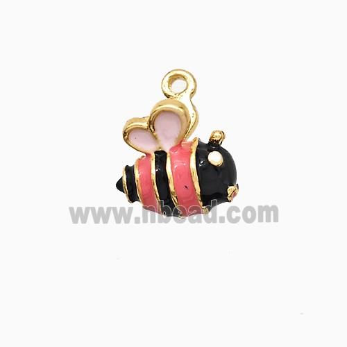 Copper Honeybee Pendant Multicolor Enamel Gold Plated