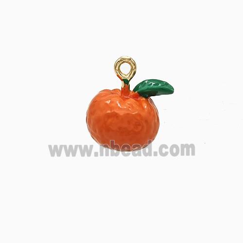 Copper Lemon Pendant Red Enamel Gold Plated