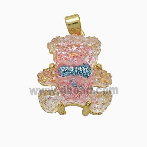 Acrylic Bear Pendant Copper Gold Plated