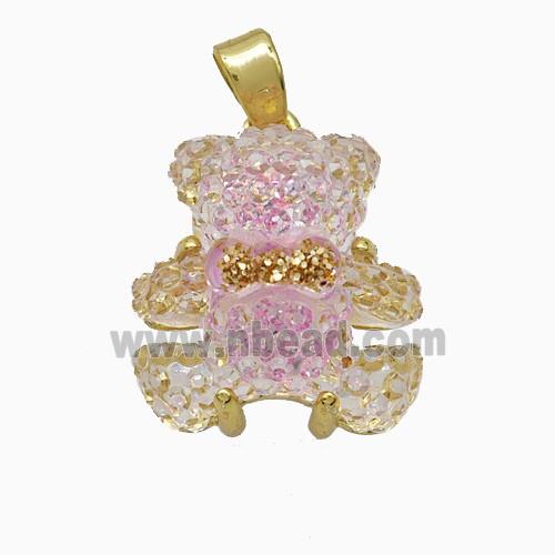Acrylic Bear Pendant Copper Gold Plated