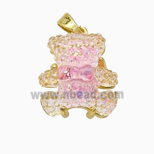 Acrylic Bear Pendant Copper Gold Plated