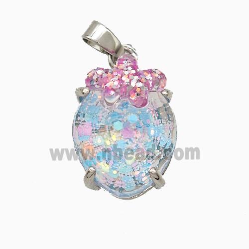 Acrylic Oval Pendant With Starfish Copper Platinum Plated