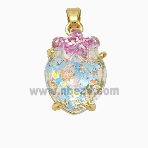 Acrylic Oval Pendant With Starfish Copper Gold Plated