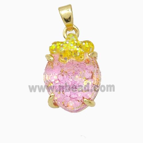 Acrylic Oval Pendant With Starfish Copper Gold Plated