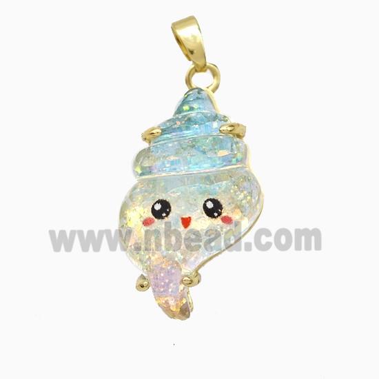 Conch Shell Charms Acrylic Pendant Copper Platinum Plated