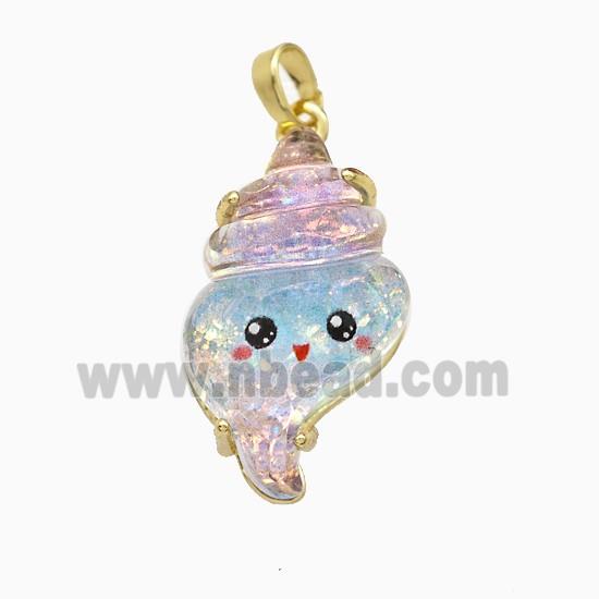 Conch Shell Charms Acrylic Pendant Copper Platinum Plated
