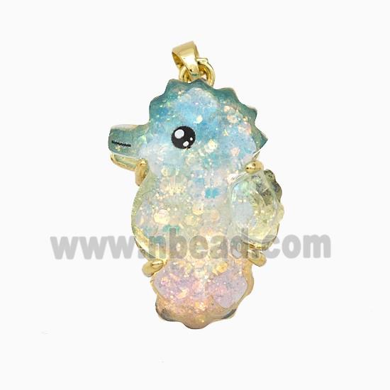 Acrylic Seahorse Pendant Copper Platinum Plated