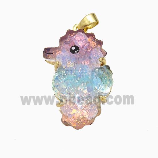Acrylic Seahorse Pendant Copper Platinum Plated