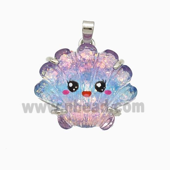Scallop Shell Charms Acrylic Pendant Copper Platinum Plated