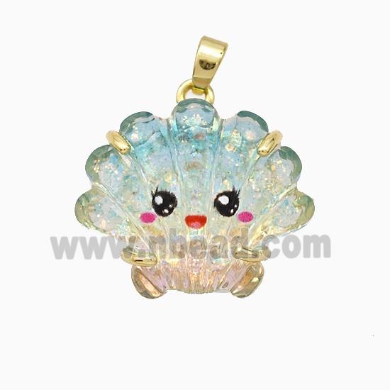 Scallop Shell Charms Acrylic Pendant Copper Platinum Plated