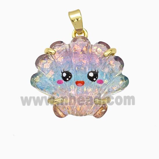 Scallop Shell Charms Acrylic Pendant Copper Platinum Plated