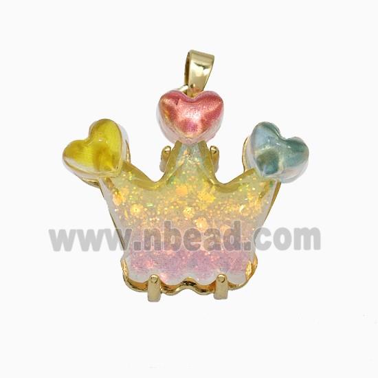 Acrylic Crown Pendant Copper Gold Plated