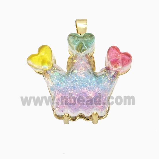 Acrylic Crown Pendant Copper Gold Plated