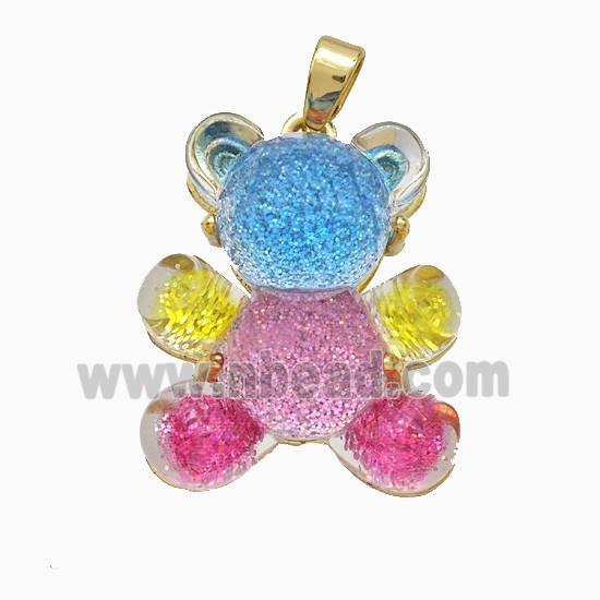 Acrylic Bear Pendant Copper Gold Plated