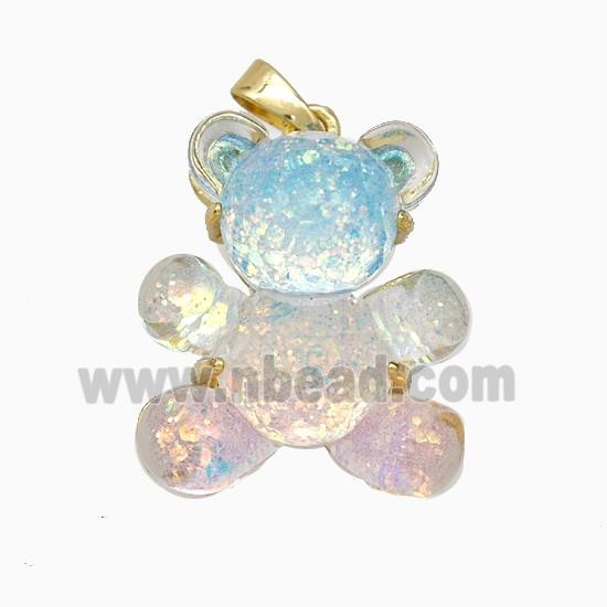 Acrylic Bear Pendant Copper Gold Plated