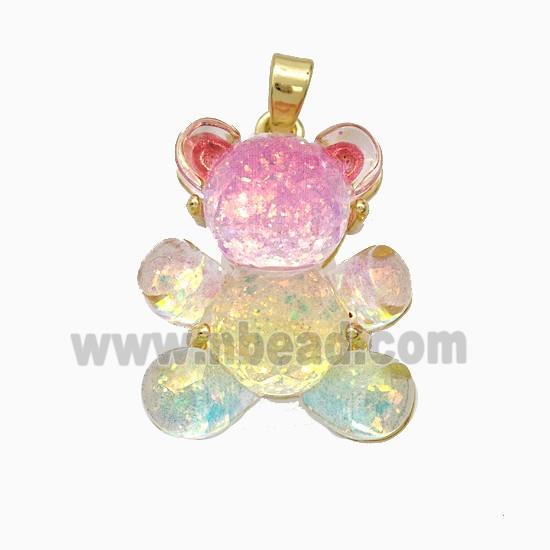 Acrylic Bear Pendant Copper Gold Plated