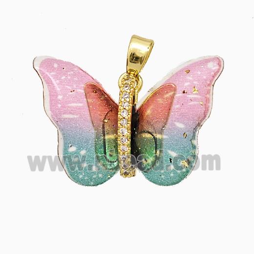 Acrylic Butterfly Pendant Copper Gold Plated