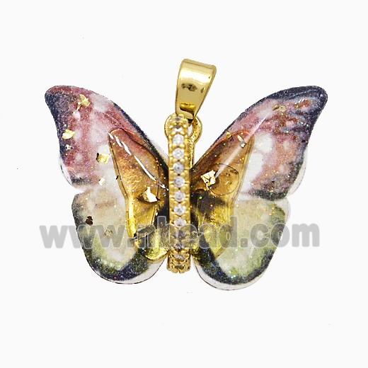 Acrylic Butterfly Pendant Copper Gold Plated