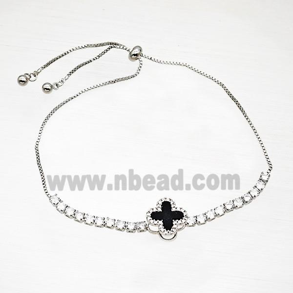 Copper Bracelet Pave Crystal Glass Cross Platinum Plated