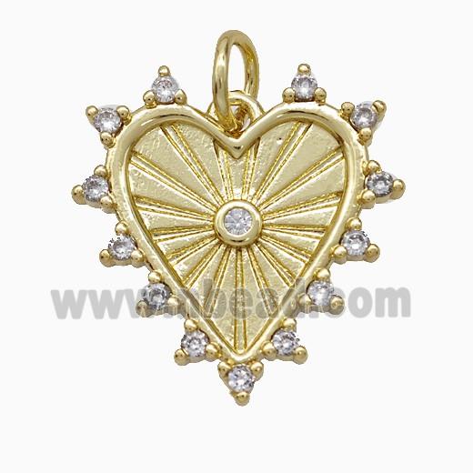 Copper Heart Pendant Pave Zirconia Gold Plated