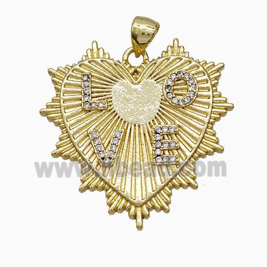 Copper Heart Pendant Pave Zirconia LOVE Gold Plated