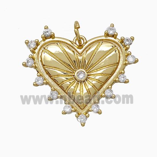 Copper Heart Pendant Pave Zirconia Gold Plated