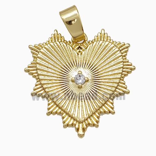 Copper Heart Pendant Pave Zirconia Gold Plated