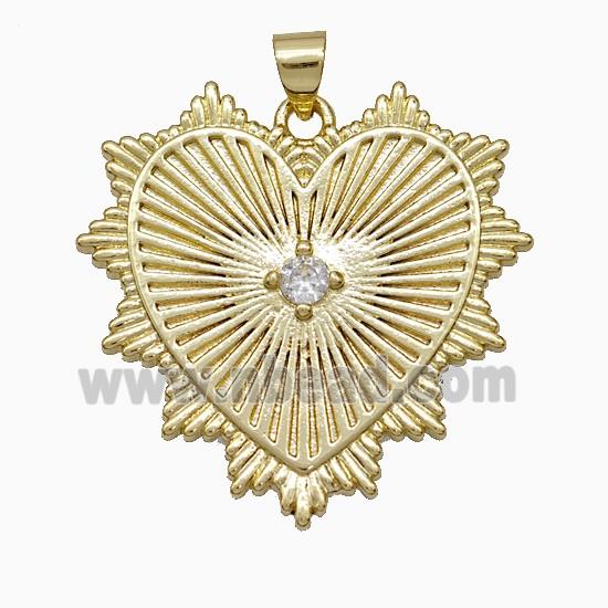Copper Heart Pendant Pave Zirconia Gold Plated