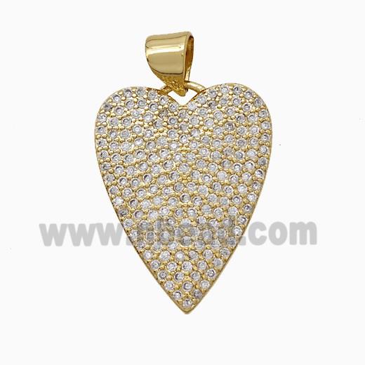 Copper Heart Pendant Pave Zirconia Gold Plated
