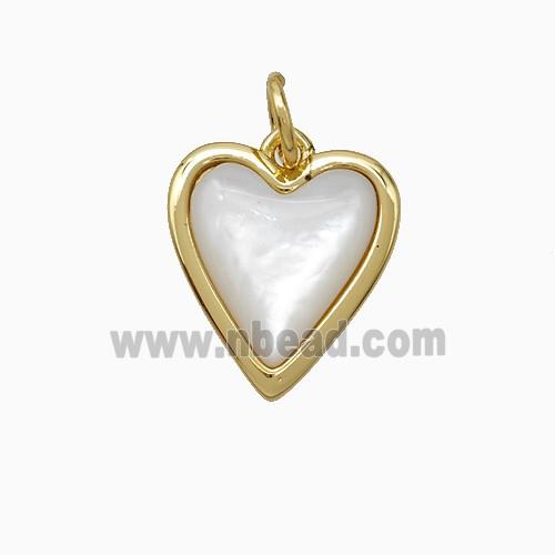 Copper Heart Pendant Pave Shell Gold Plated