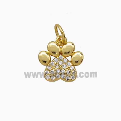 Copper Paws Pendant Pave Zirconia Gold Plated