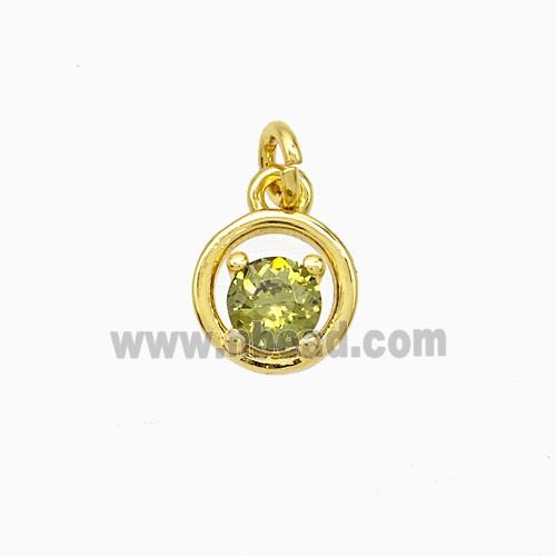 Copper Circle Pendant Pave Zirconia Gold Plated