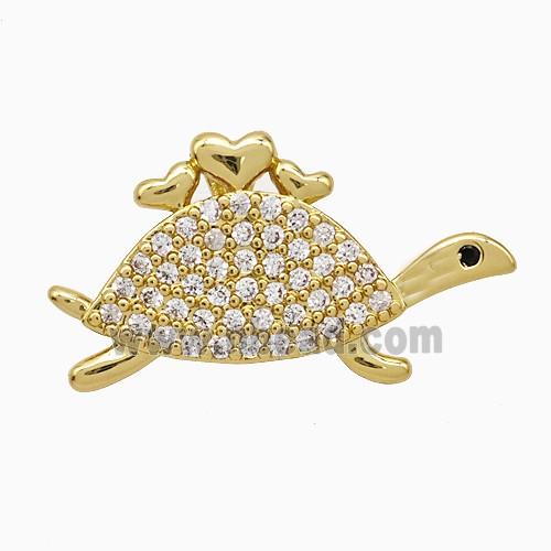Copper SeaTortoise Pendant Pave Zirconia Gold Plated