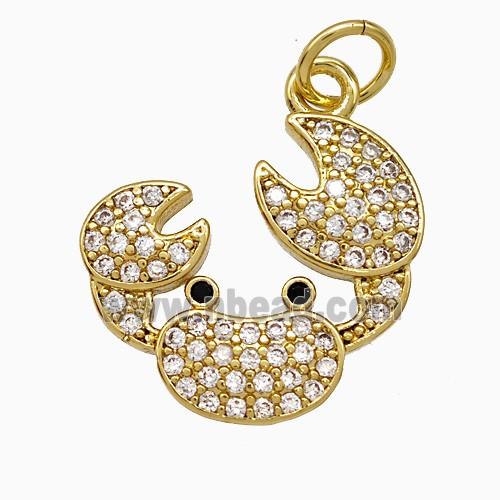 Crab Charms Copper Pendant Pave Zirconia Gold Plated