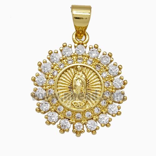 Copper Jesus Pendant Pave Zirconia Gold Plated