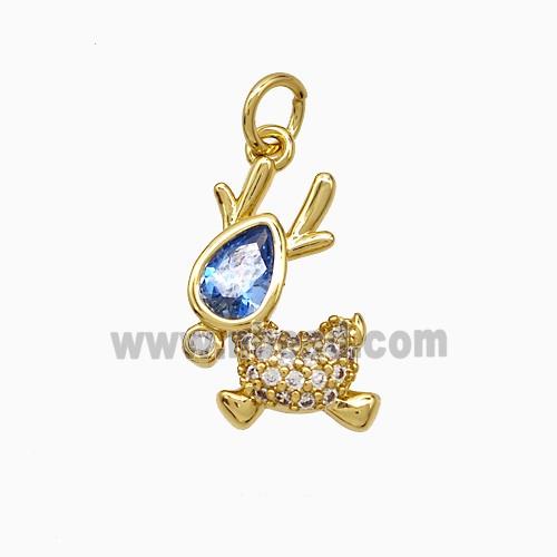 Copper Deer Pendant Micropave Zirconia Gold Plated