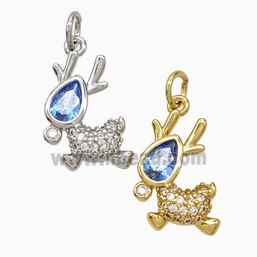 Copper Deer Pendant Micropave Zirconia Mixed