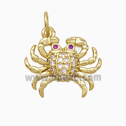 Copper Crab Pendant Pave Zirconia Gold Plated