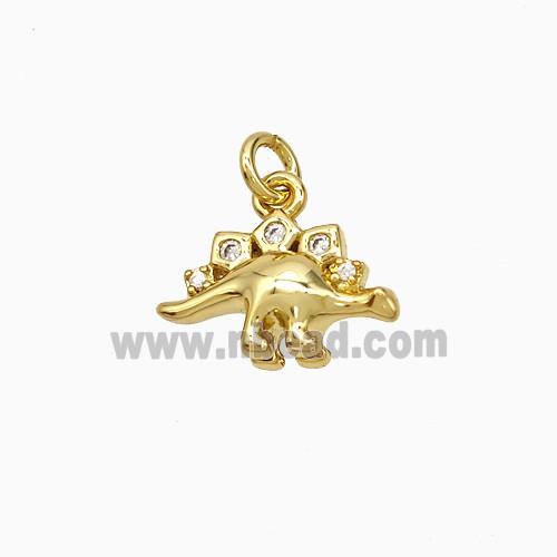 Copper Dinosaur Pendant Pave Zirconia Gold Plated