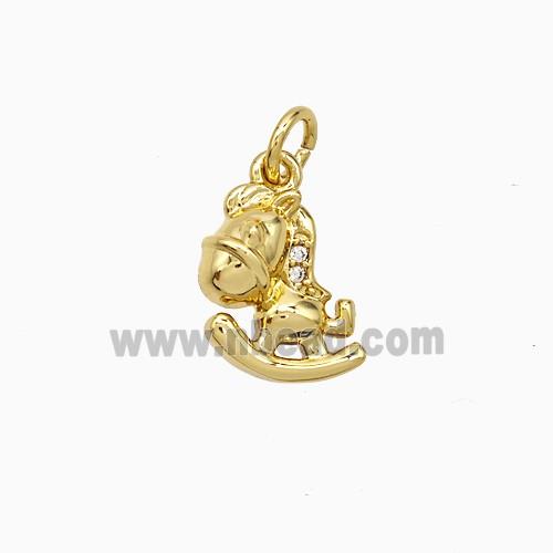 Copper Trojan Horse Pendant Pave Zirconia Gold Plated