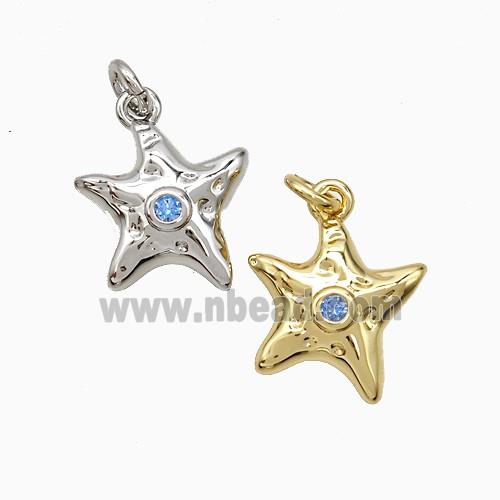 Copper Starfish Pendant Pave Zirconia Mixed