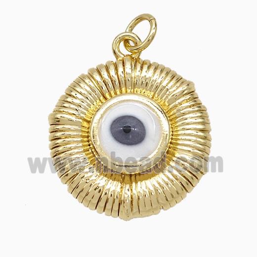 Copper Evil Eye Pendant Enamel Circle Gold Plated