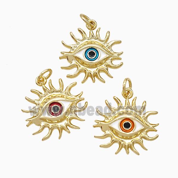 Copper Evil Eye Pendant Enamel Gold Plated Mixed