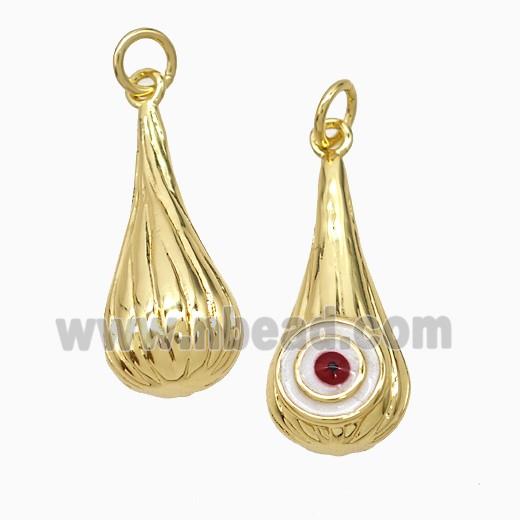 Copper Teardrop Pendant With Evil Eye Enamel Gold Plated