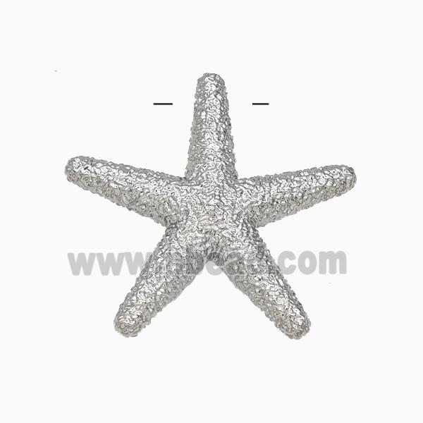 Copper Starfish Pendant Hammered Platinum Plated
