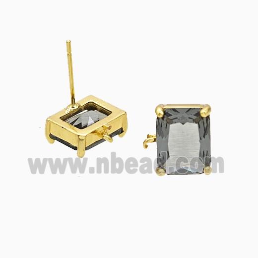 Copper Stud Earrings Pave Crystal Glass Gold Plated