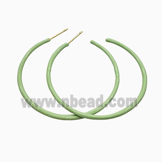 Copper Stud Earrings Green Lacquered Gold Plated